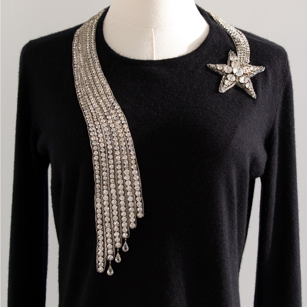 RARE Chanel Vintage F/W 2003 Comete Swarovski Embellished Necklace 03A Sweater - Picture 5 of 13